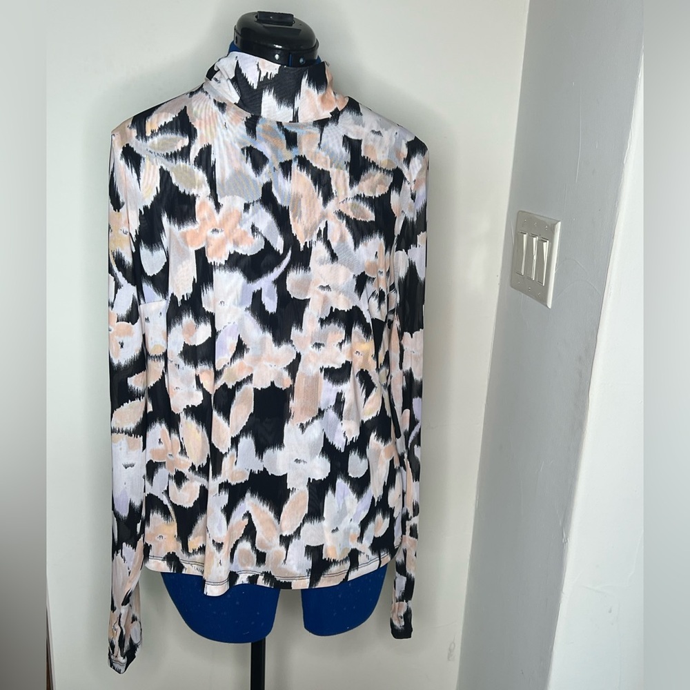 CAbi Cream Button Down Blouse with Butterfly Print
